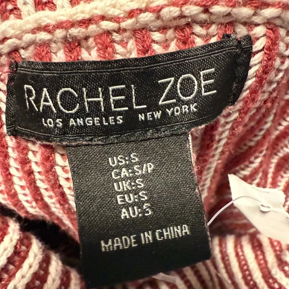 Rachel‎ Zoe Cowl Neck Striped Knit Sweater Size S Burgundy Cream Casual
